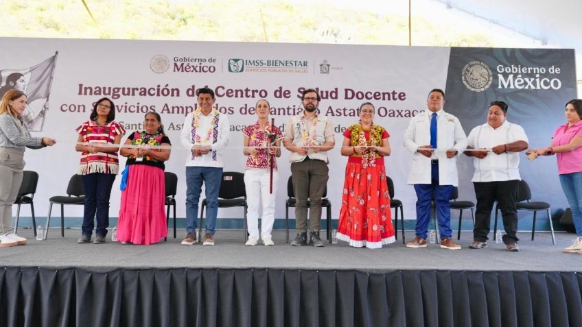 Salomón Jara y Claudia Sheinbaum inauguran centro de Salud Docente con Servicios Ampliados de Santiago Astata