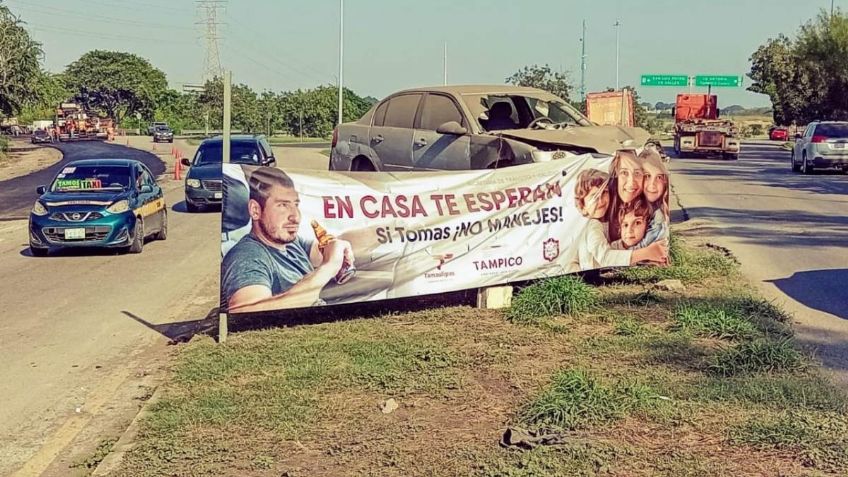 Con autos destrozados Tránsito de Tampico intenta hacer conciencia entre turistas