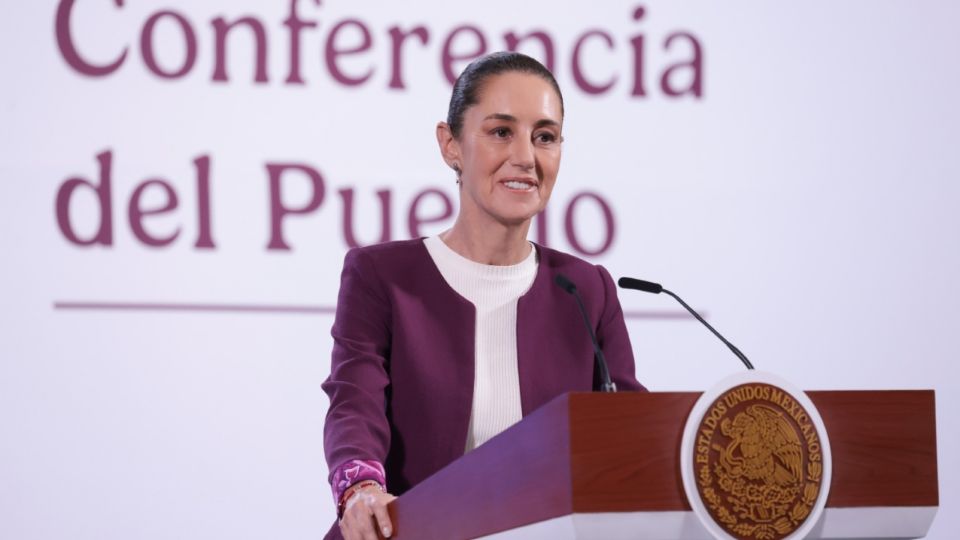 La presidenta de México, Claudia Sheinbaum Pardo, en su conferencia mañanera desde Palacio Nacional.