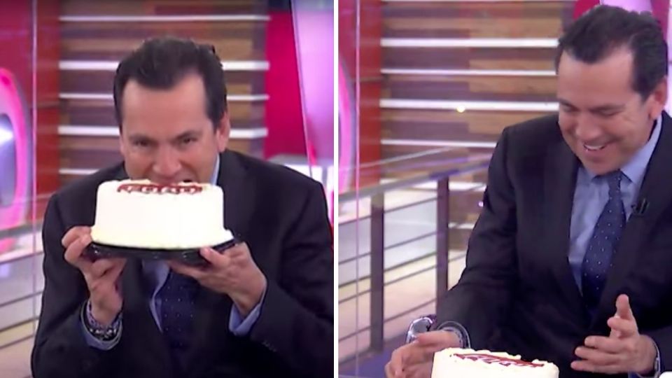 Lalo Salazar se vuelve viral por morder y tirar el pastel durante festejo en vivo