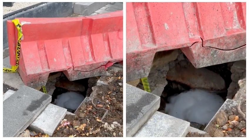 Se registra fuga de agua en Insurgentes, miles de litros se desperdician