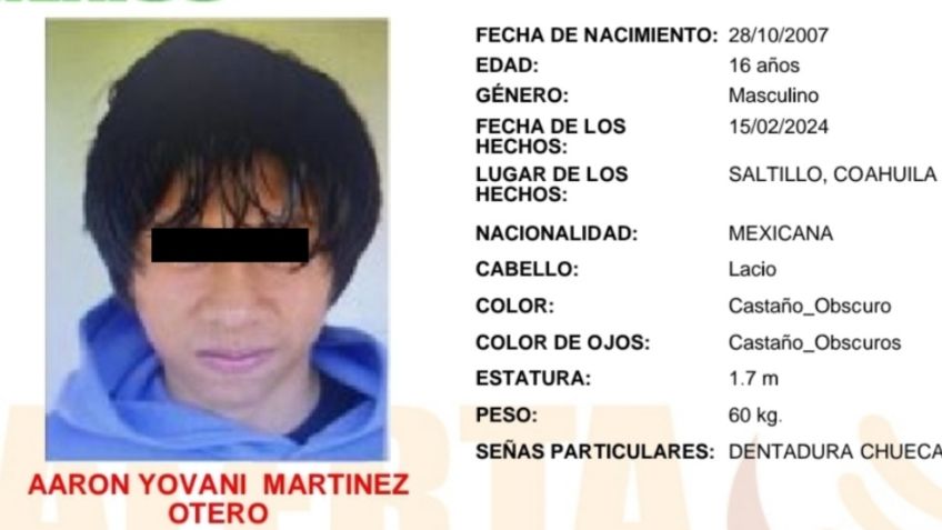 Desaparece Aarón Yovani de un centro de salud mental en Saltillo; emitieron Alerta Amber