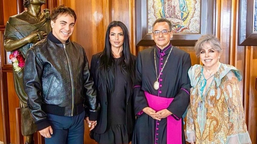 Cristian Castro lleva a su novia a visitar la Basílica y los acompaña Verónica Castro, ¿planean boda?