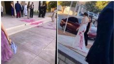 ¡Le "arruinan" la boda! Lanzan pintura roja a una novia para mancharle su vestido