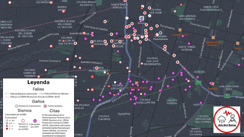 MAPA | Epicentros de microsismos en falla Plateros-Mixcoac