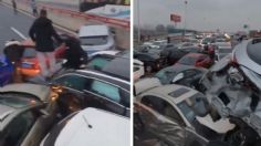 VIDEO: Más de 100 autos protagonizan aparatosa carambola en carretera congelada de China