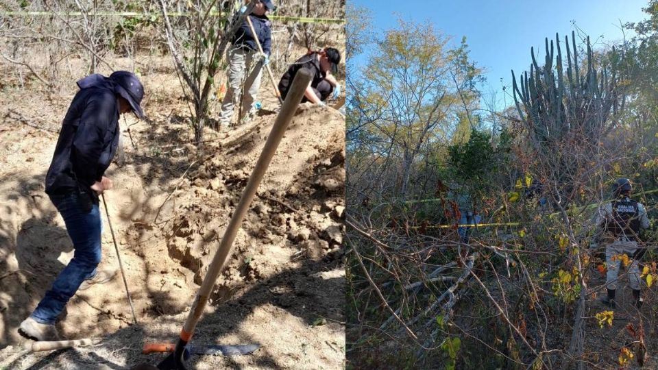 Elementos de la fiscalía en la fosa clandestina