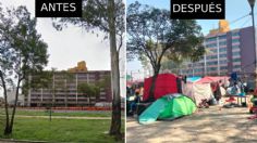 FOTOS: Vecinos se quejan de campamento migrante; extranjeros responden que no hay lugar en albergues