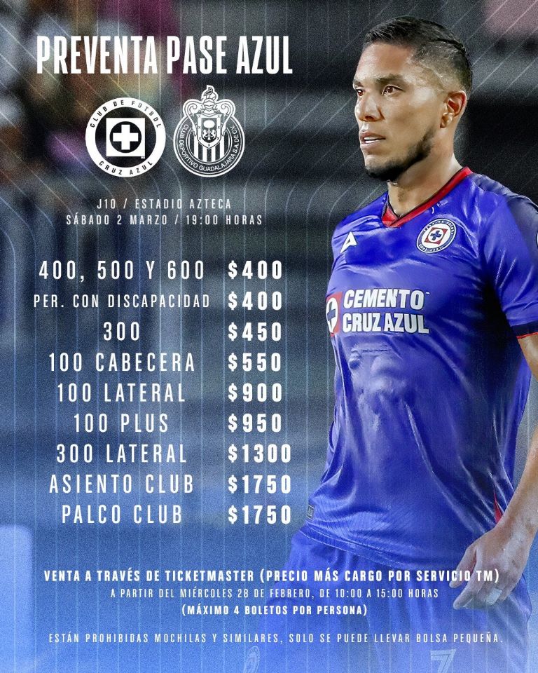 precios boletos cruz azul vs chivas