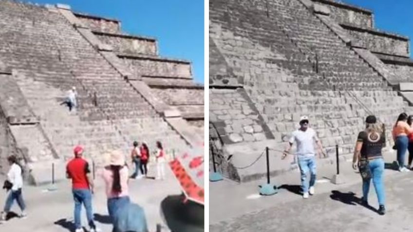 “¡No pasa nada!”: Turista sube pirámide de Teotihuacán e indigna en redes