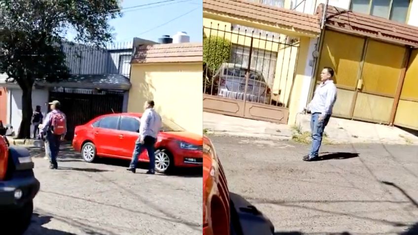 VIDEO: graban a hombre cuando agrede a brigadistas de Morena en calles de Naucalpan