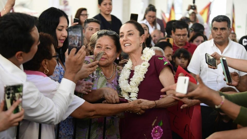 La candidata a la Presidencia por Sigamos Haciendo Historia, Claudia Sheinbaum, en Jiutepec, Morelos.