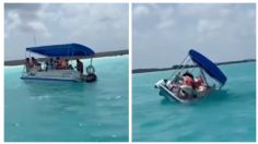 VIDEO: se hunde lancha con turistas en Bacalar, los tripulantes sobrevivieron de milagro