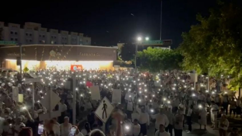 Ciudadanos marchan en apoyo al paro de policías en Campeche y exigen renuncia de la gobernadora