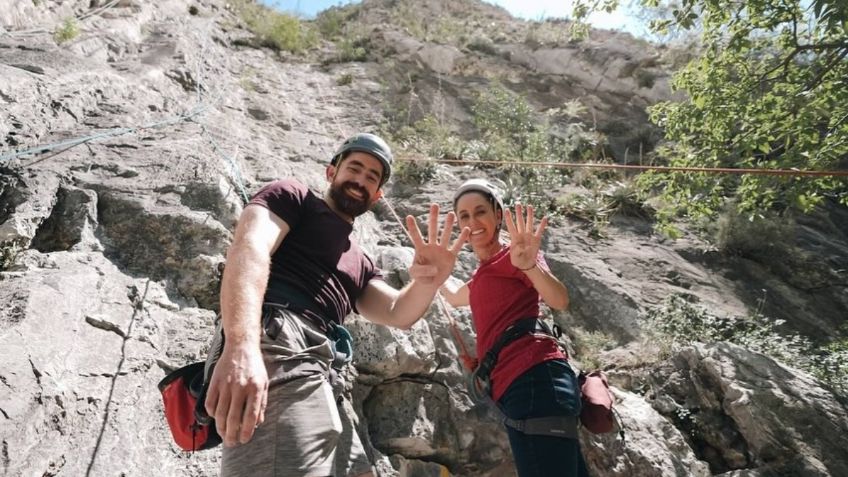 Claudia Sheinbaum práctica rappel en el Parque Ecológico La Huasteca