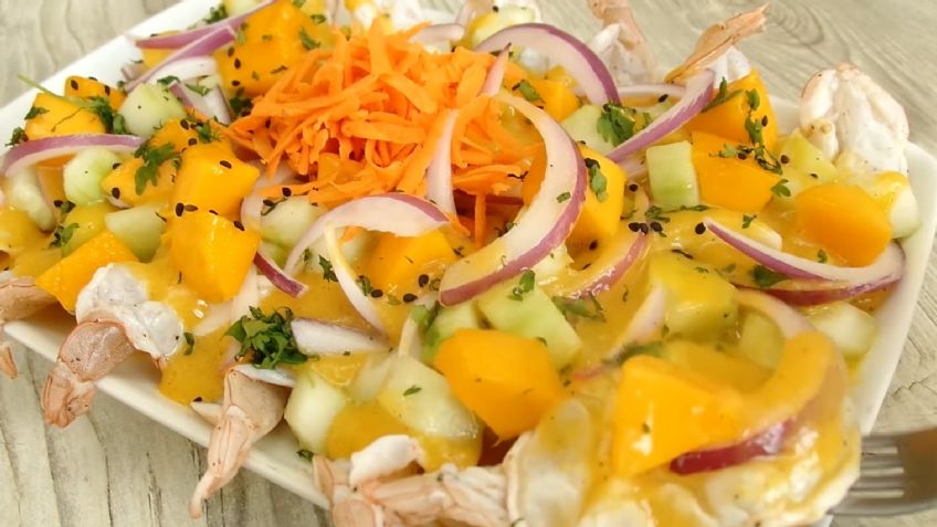 Aguachile de camarón con mango, la receta que debes de preparar para disfrutar las vacaciones de Semana Santa