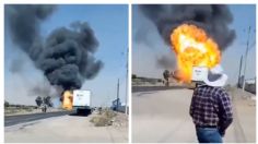 VIDEO: pobladores de Edomex graban camión de combustible accidentado y explota frente a ellos