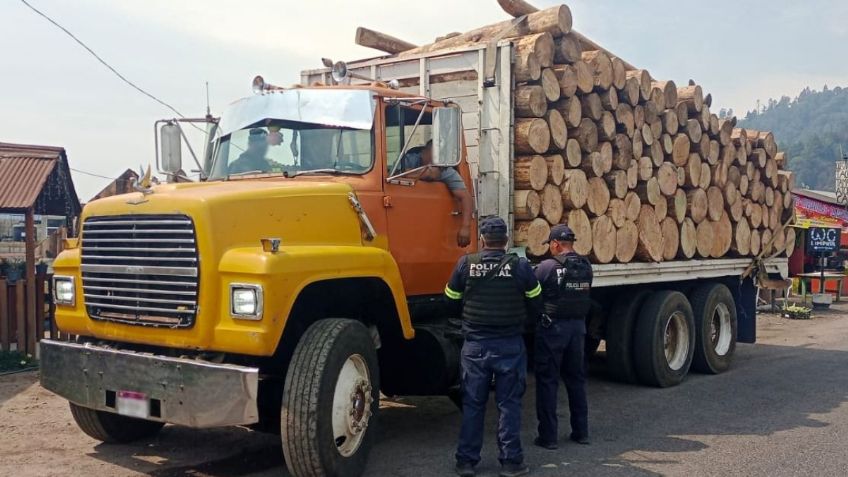 Detienen a 5 por trasladar madera presuntamente ilegal en Ocuilan, Estado de México