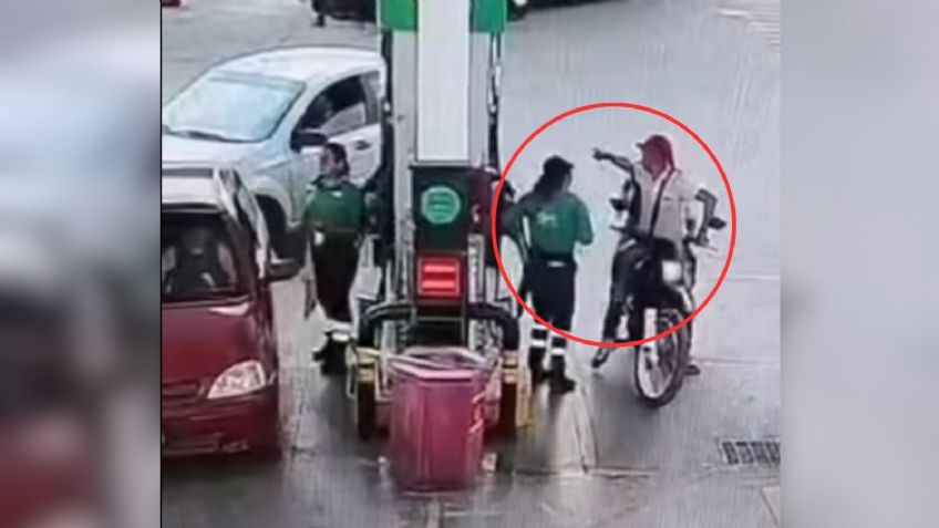 Valiente policía se enfrenta contra dos ladrones y frustra asalto en una gasolinera de Edomex: VIDEO