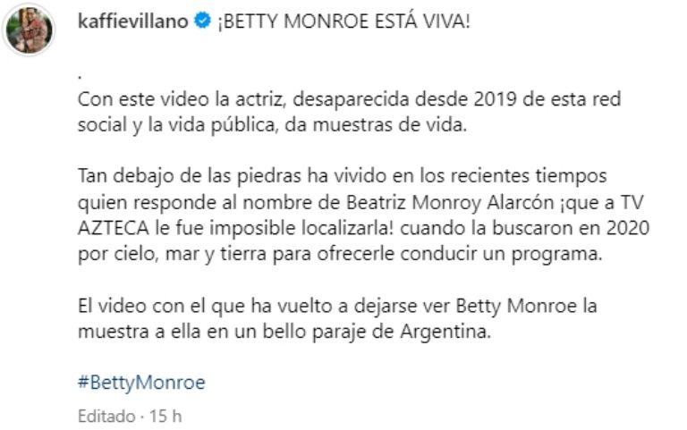 betty monroe reaparece