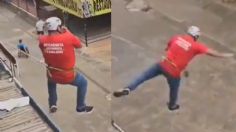 VIDEO: hombre sufre una aparatosa caída tras un accidente en una tirolesa