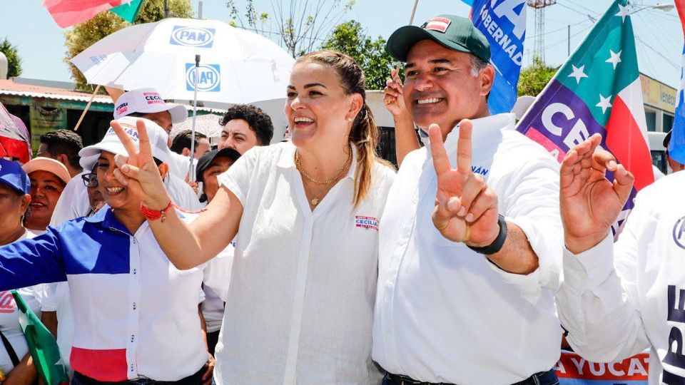 Renán Barrera, candidato al gobierno de Yucatán, y Cecilia Patrón, quien busca la alcaldía de Mérida.