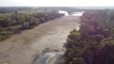 Queda seco parte del río de la Sierra en Villahermosa; así se ve desde las alturas