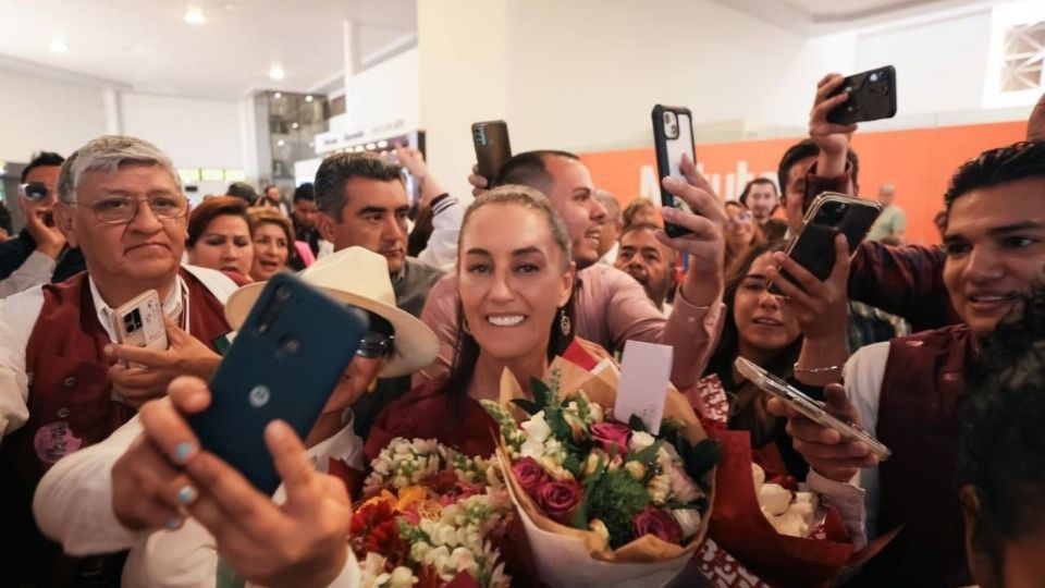 Claudia Sheinbaum durante su recibimiento en Guanajuato