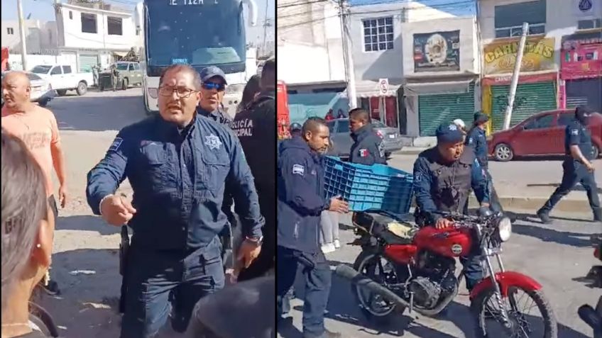 Mototaxistas se enfrentan con policías en operativo en Hidalgo, destrozan patrullas y hay más de 10 detenidos