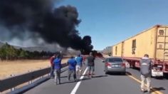 Choque en la carretera Morelia-Pátzcuaro provoca un incendio en plena vía