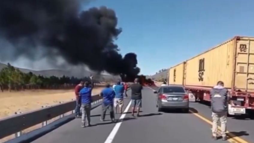 Choque en la carretera Morelia-Pátzcuaro provoca un incendio en plena vía