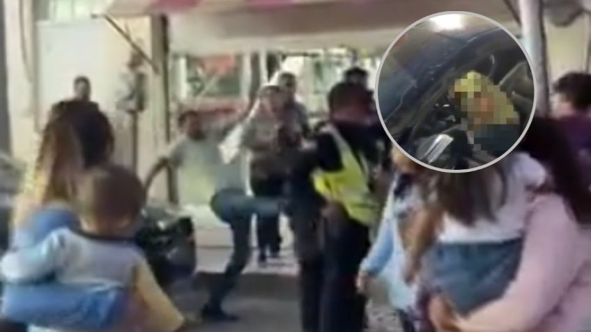 VIDEOS | Sujeto que agredió a manifestantes del 8M termina golpeado y con su auto destrozado en Pachuca