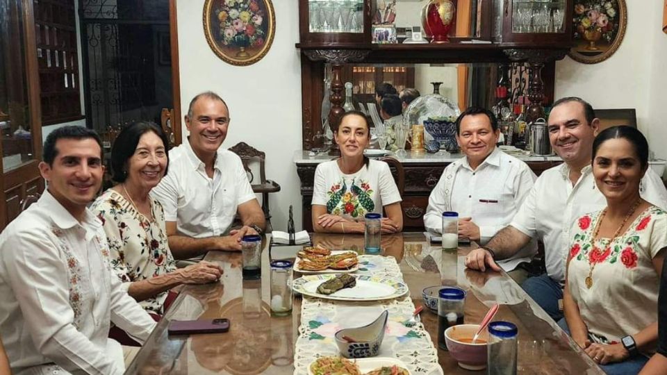 La candidata presidencial Claudia Sheinbaum cenó con los hijos del extinto exgobernador priista de Yucatán Víctor Cervera Pacheco