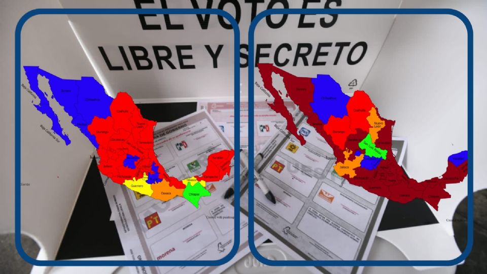 El mapa de gubernaturas de 2014 comparado con el actual, definido en 2023.