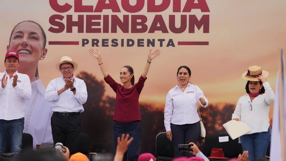 Claudia Sheinbaum Pardo, en su visita a Hidalgo, este jueves 18 de abril.