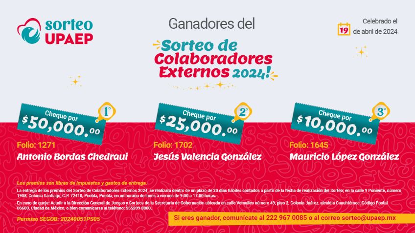 Sorteo de Colaboradores Externos UPAEP: conoce a los afortunados ganadores