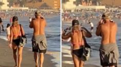 Extranjeros no soportan la música de banda en playa de Mazatlán, se tapan los oídos y lanza gestos de enojo a los músicos | VIDEO