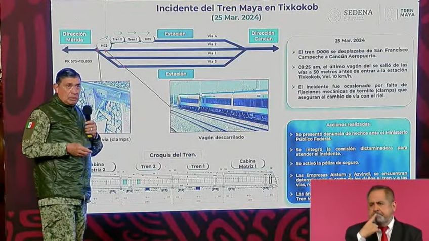 Incidente en Tren Maya, por una falla en la fijación de un tornillo, revela Sedena