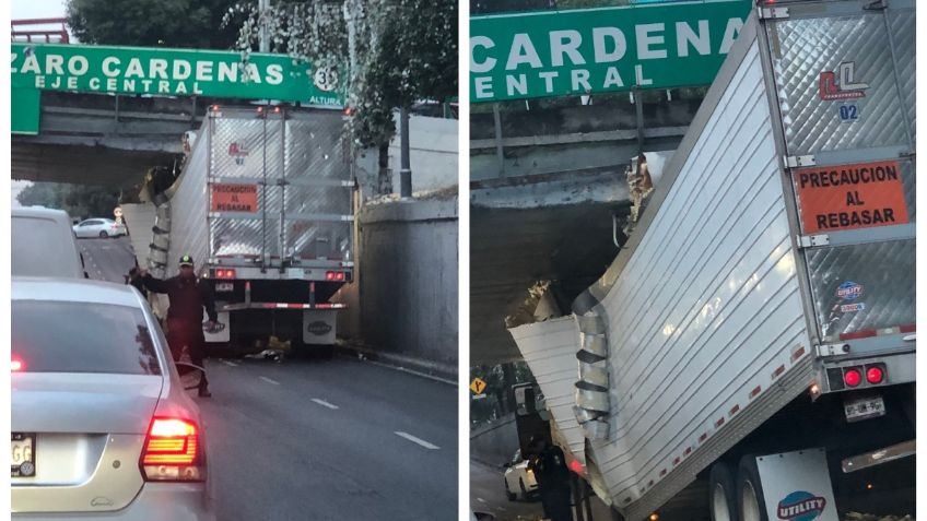 Suman 5 horas de caos vial en Viaducto y Eje Central por tráiler atorado