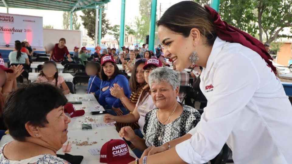 Andrea Chávez, candidata al Senado por la coalición 'Sigamos Haciendo Historia' en Chihuahua.