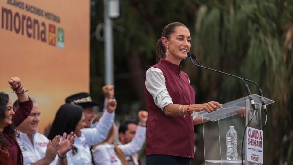 Claudia Sheinbaum durante acto de campaña