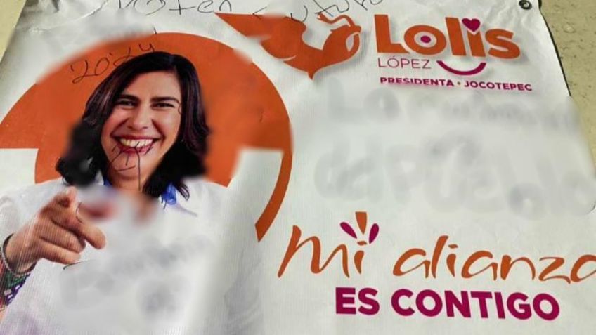 Vandalizan lona de candidata a Jocotepec con mensajes lascivos y discriminatorios