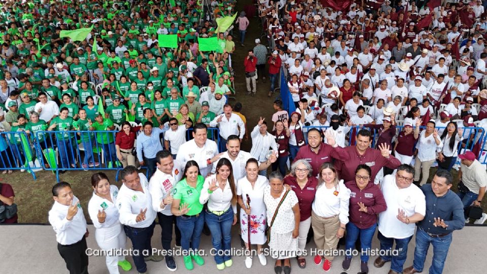 Claudia Sheinbaum, durante el evento de campaña en Tamazunchale.