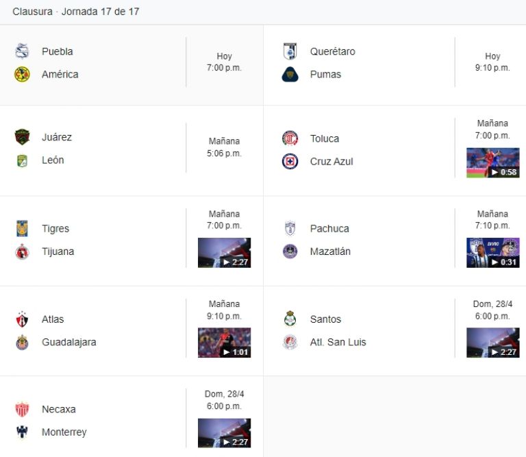 donde ver jornada 17 ultima jornada 