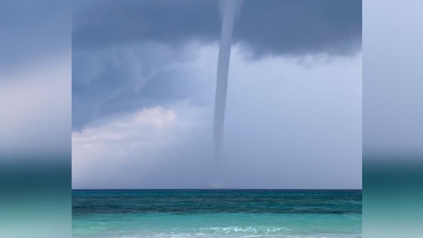 Captan tromba marina en Puerto Aventuras, Quintana Roo: VIDEO