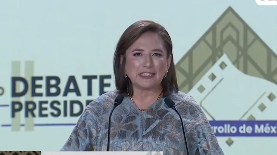 Xóchitl Gálvez, candidata presidencial de la coalición PAN-PRI y PRD, durante su participación en el segundo debate.