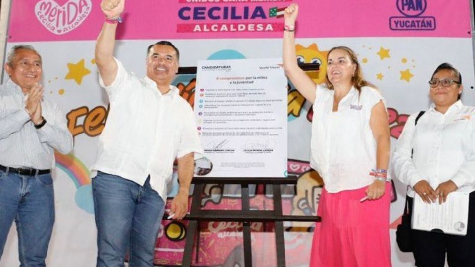 Renán Barrera y Cecilia Patrón se comprometieron a intensificar las acciones contra la desnutrición.