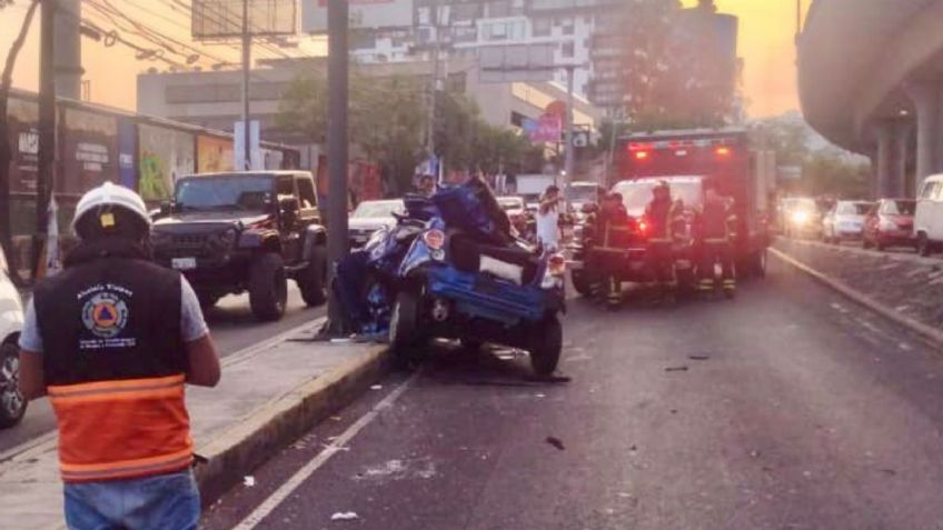 Accidente en Periférico sur deja una persona herida y su auto destrozado