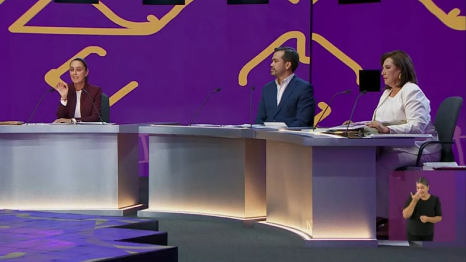 Claudia Sheinbaum, Jorge Álvarez Máynez y Xóchitl Gálvez, en el debate de este domingo.