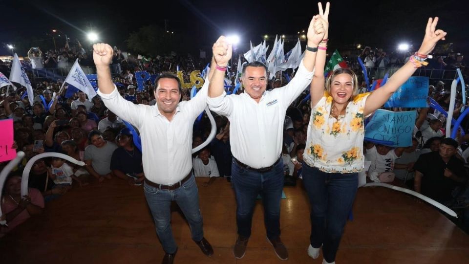 Los candidatos de Acción Nacional coincidieron en un mitin celebrado al sur de Mérida.